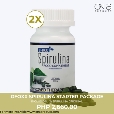 Gfoxx Spirulina Starter Package with two Spirulina Original bottles.